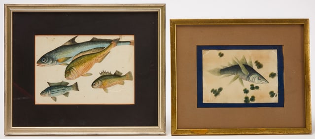 Youqua (fl. 1840-1870)- Two  China Trade Paintings of Fish