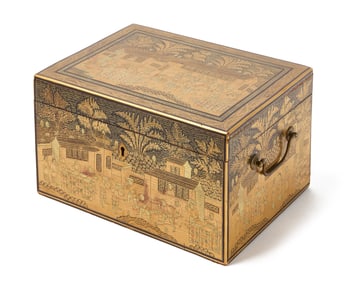 A Fine Black and Gold Lacquer Tea Chest