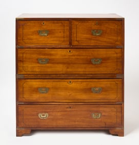 Brass-Mounted Camphor Wood Campaign Chest of Drawers