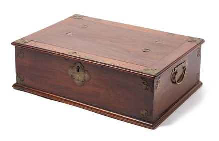 Metal-Mounted Huanghuali Writing Box for the Dutch Market