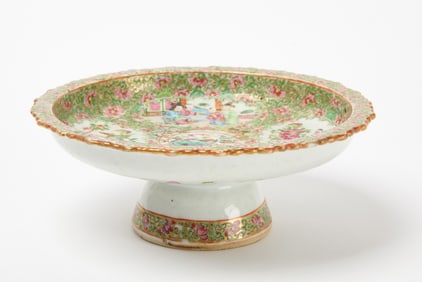 A Famille Rose Canton Stem Plate