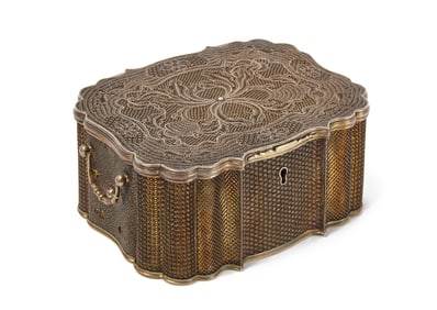 Fine and Rare Large China Trade Silver-Gilt Filigree Casket