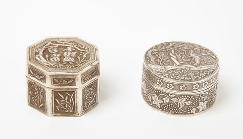 Two Chinese Silver Snuff Boxes