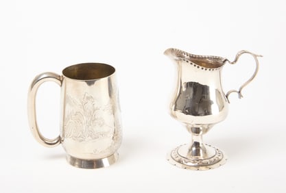 China Trade Silver- Footed Cup with Cream Jug