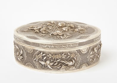 Chinese Silver Oval Box