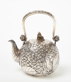 Fine Japanese Repoussé Silver Teapot