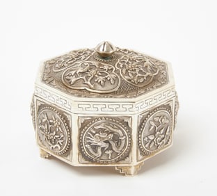 Chinese Silver Octagonal Box