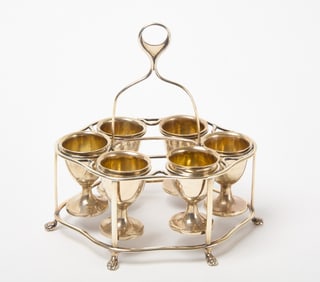 William Henry Twentyman- Colonial Indian Silver Egg Cruet Set