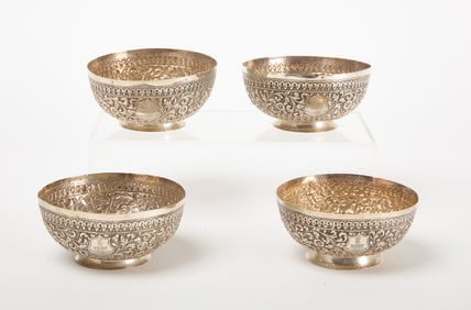 Four Colonial Indian Silver Finger Bowls