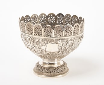 Large Colonial Indian Silver Bowl