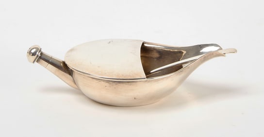 Colonial Indian Silver Pap Feeder and a Spoon