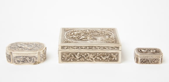 Three Chinese Silver Boxes