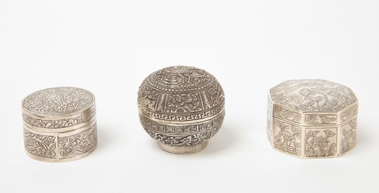 Three Straits Chinese Silver Boxes