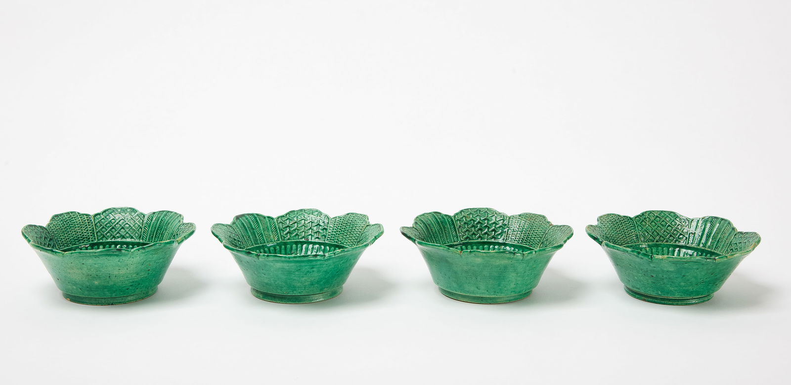 Four Rare Japanese Gennai-Ware Glazed Stoneware Bowls (1 of 8)