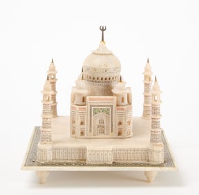 A Carved Alabaster Architectural Model of the Taj Mahal