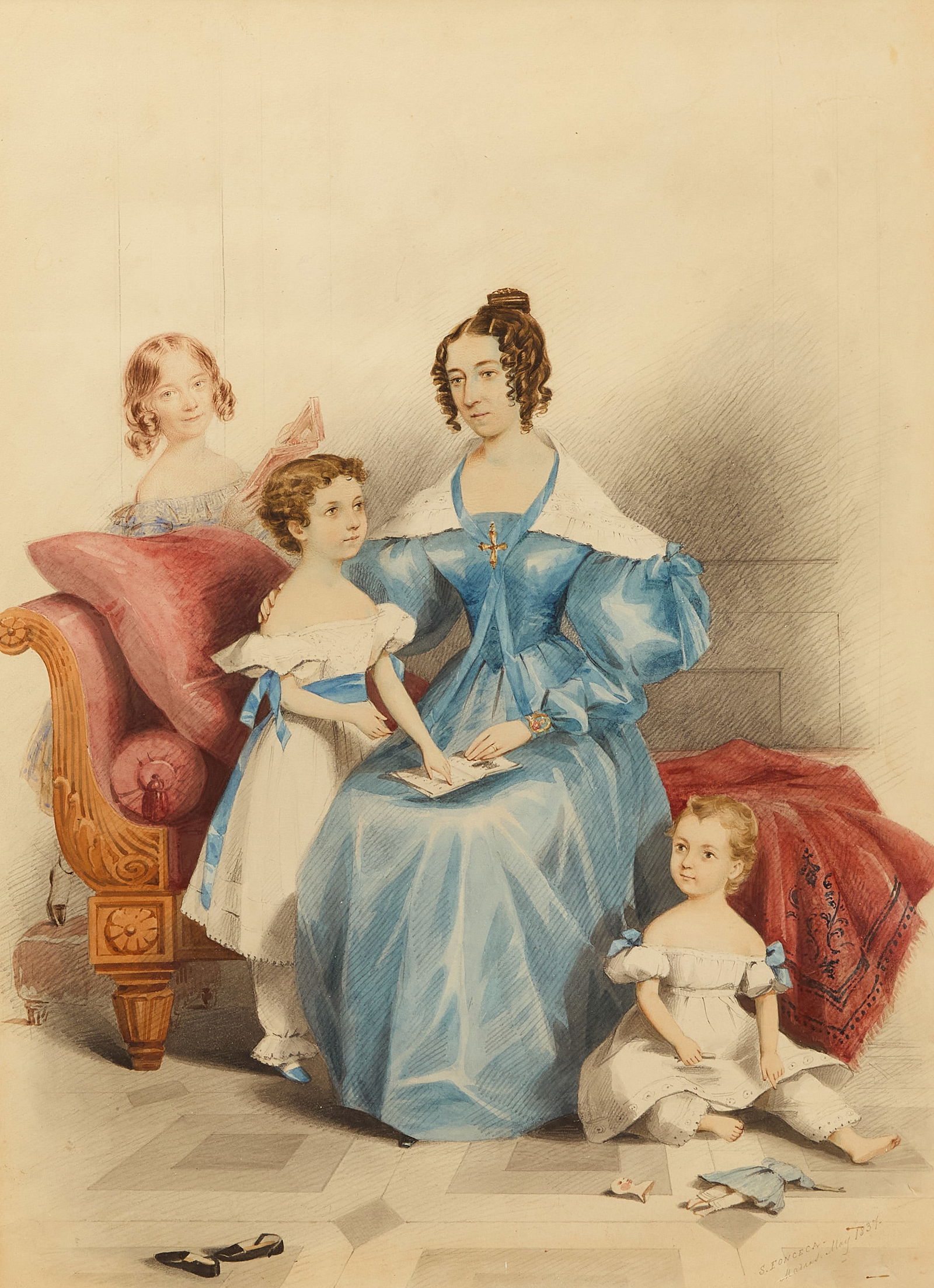 Simon Fonceca- Colonial Indian, Family Group Portrait of a Mother and Her Children (1 of 3)