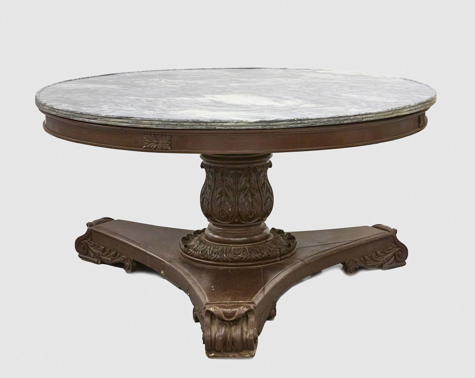 Exceptional Large Colonial Indian Mahogany and Marble-Top Center Table (1 of 7)