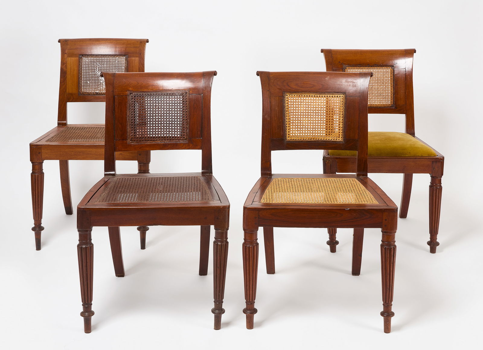 Assembled Set of Four Rosewood and Rattan Side Chairs (1 of 6)