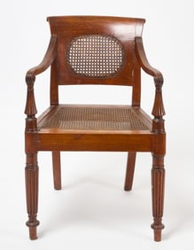 Rosewood and Rattan Armchair