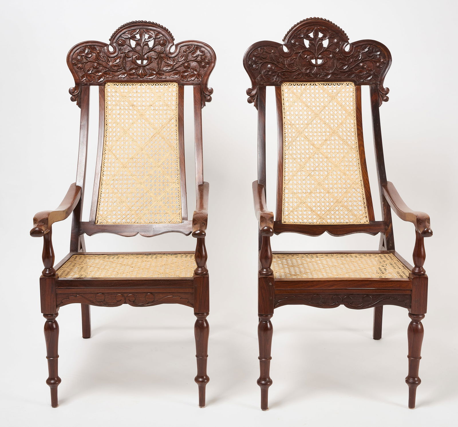 A Pair of Rosewood Caned Planter’s Armchairs (1 of 7)