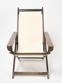 Brass-Mounted Teakwood Folding Campaign Armchair