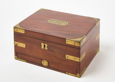 Brass-Mounted Mahogany Campaign Dressing Box