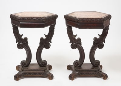 Colonial Anglo-Indian Market Pair of Ebony Single-Drawer Tables