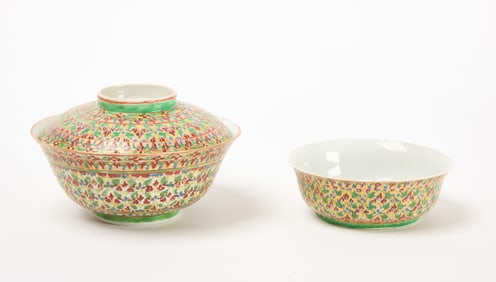 A Bencharong - Lai Nam Thong Covered Bowl and a Lai Nam Thong Open Bowl