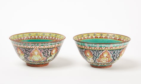 Two Bencharong Porcelain Bowls