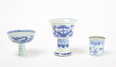 Three Pieces of Blue and White Porcelain