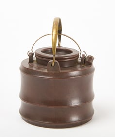 A Rare Chinese Brass-Mounted Yixing Clay Scholar’s Teapot