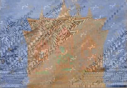 Thai Buddhist Manuscript Painting of Indra