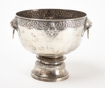 Large Siam (Thai) Silver Pedestal Bowl