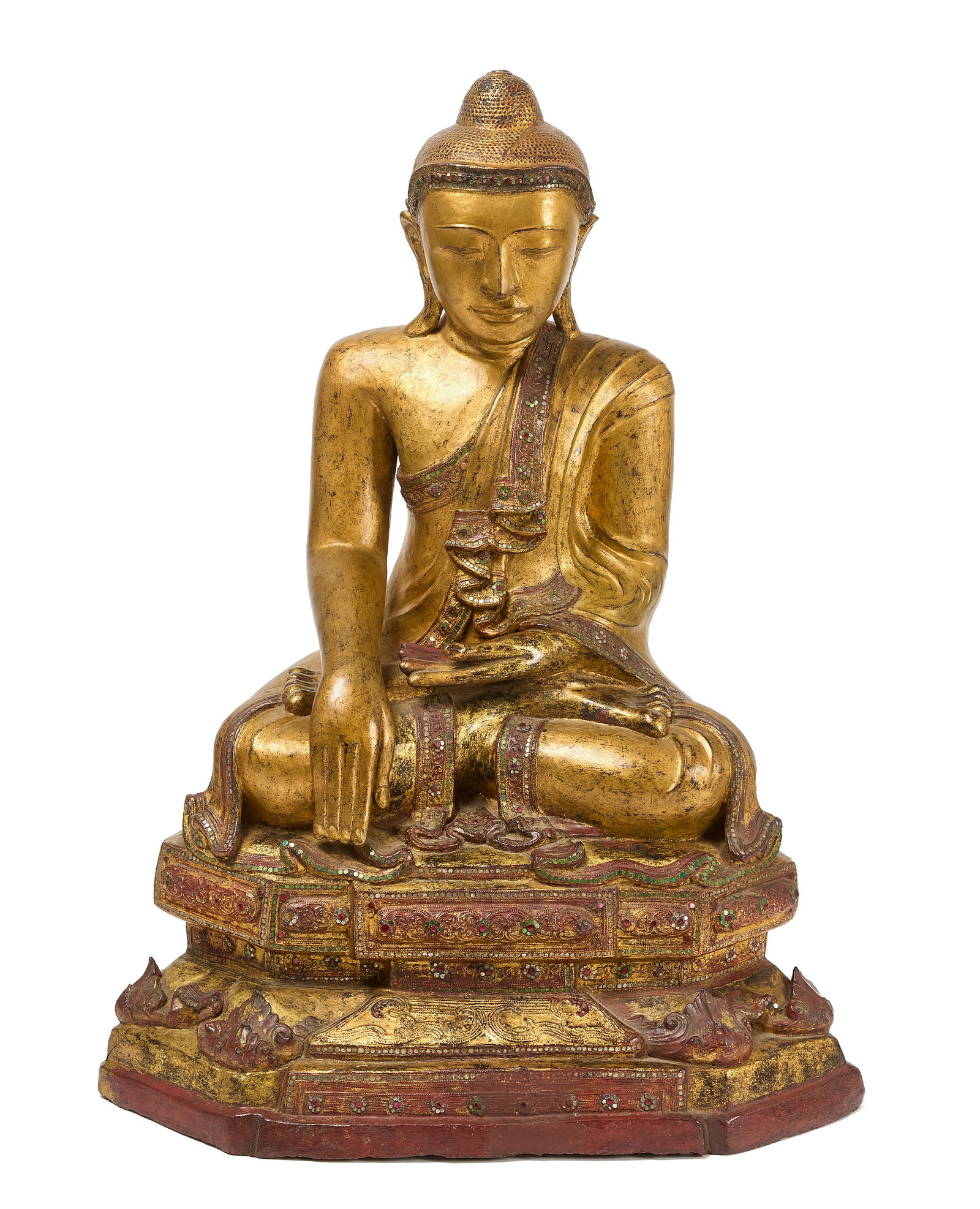 A Mandalay Burmese Life-Size Gilt Lacquer Sculpture of the Seated Buddha (1 of 7)