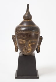 Ava Over-Life-Size Black Lacquered Stone Head of the Buddha