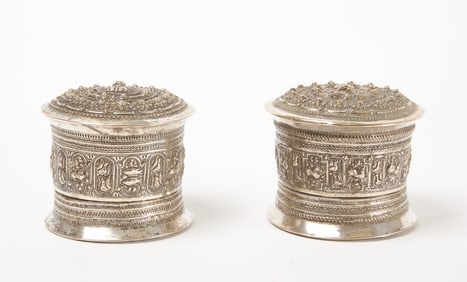 Two Burmese Silver Betel Boxes