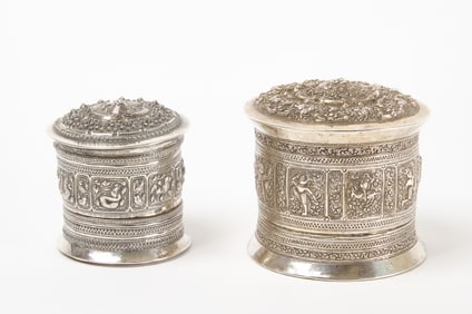 Two Shan Burmese Silver Betel Boxes