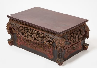 Carved Gilded and Lacquered Lift Top Altar Table