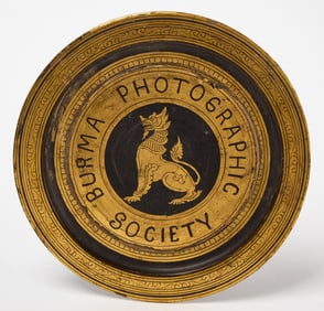 A Rare Black and Gold Lacquer Dish memorializing the Burma Photographic Club