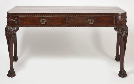 Two-Drawer Console Table with Carved Legs