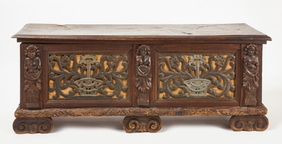 Carved Hardwood Dower Chest