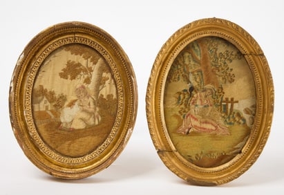 Four Needlework Pictures on Silk