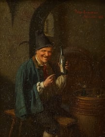 Peter Kraemer - Man at Wine Barrel - 1892