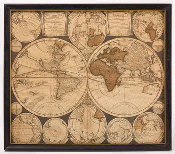 Pieter Schenk - Diversa Orbis Terre - 1706: Pieter Schenk (1660–1711). Diversa Orbis Terre. Engraving on paper. Dated 1706. Dutch. Frame: H 21-1/2" W 24-1/2" Sight: H 19-1/2" W 22-1/2". Condition: Fading and