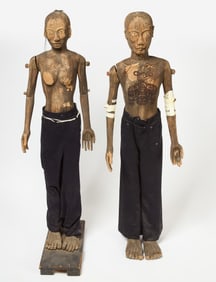 Two Life Size Asian Carved Figures