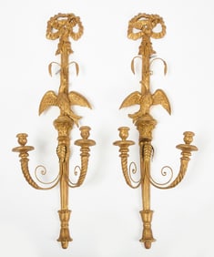 Pair of Carved Eagle Sconces
