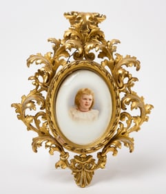 Franz Till - Portrait on Porcelain in a Gilded Frame