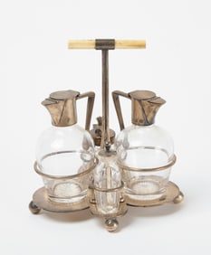Bigelow Kennard & Co - Sterling and Etched Glass Condiment Set