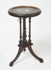 Side Table with Pietra Dura Top and Ebonized Wood Base