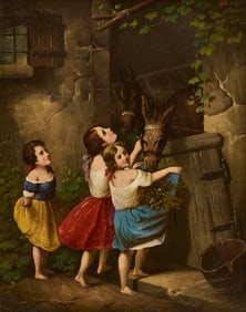 Three Children at Horse Stable